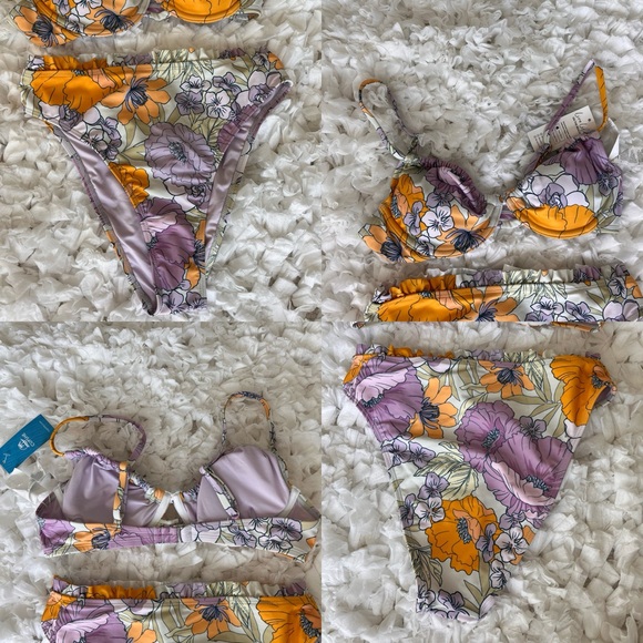 NWT Women's 2-Piece Swim Top & High Waist Bikini Bottoms Swimsuit set SIZE SMALL - Picture 9 of 17